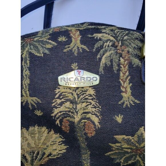 Vintage Ricardo Beverly Hills Palm Tree Tapestry Shoulder Overnight Bag Luggage - Picture 3 of 10